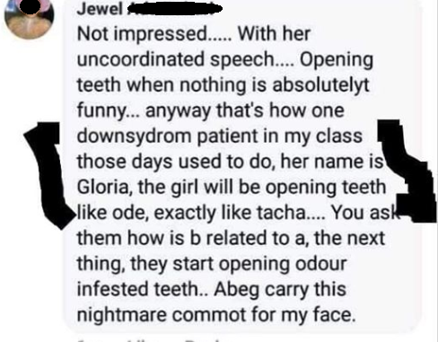 Woman mocks people with Down Syndrome while expressing her dislike for Tacha