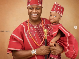 Nollywood actor Femi Adebayo celebrates his son Fadhil as he clocks one today (photos)