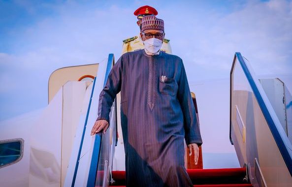 President Buhari returns to Nigeria from UK trip (photos)