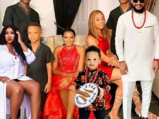 'May Zukwanike' - Yul Edochie reacts after he and his second wife were edited into May Edochie's Christmas photo with their kids