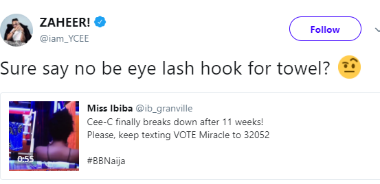 BBNaija: Ycee reacts to video of CeeC crying; \