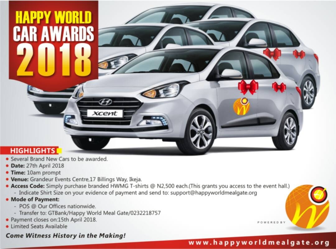 Happy World Car Awards slated for 27th April 2018