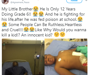 12 year old South African boy battling for his life after he was poisoned in school