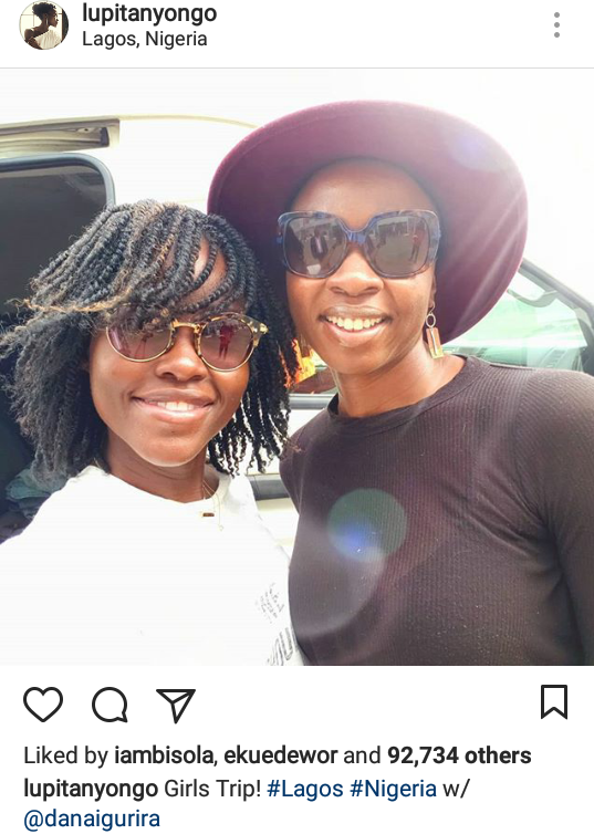 Lupita Nyong'o and Danai Gurira 'Okoye' of Black Panther are both in Lagos