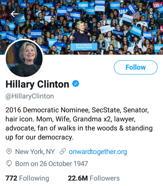 Hillary Clinton changes her Twitter bio after she promised Chimamanda Ngozi Adichie she would