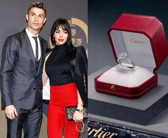 Cristiano Ronaldo reportedly engages girlfriend Georgina Rodriguez with 'Cartier diamond engagement ring’ worth N300m (Photos)
