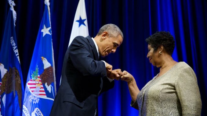 Barack Obama and Aretha Franklin