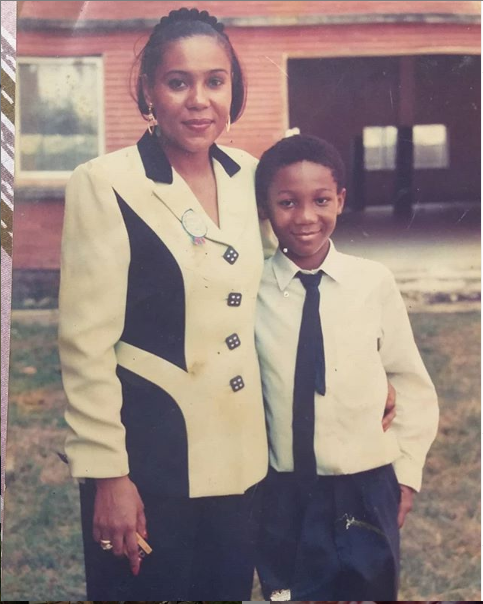 Major throwback photo of Nollywood actress, Shan George and her son