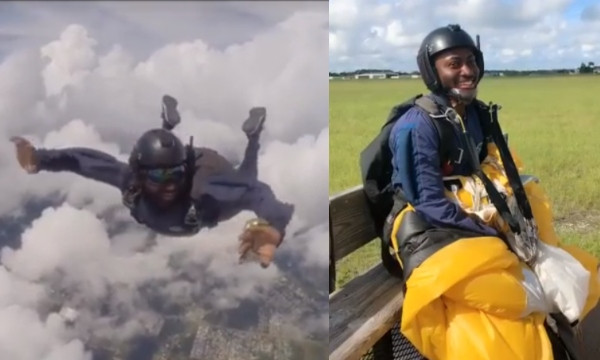 Miracle goes sky diving (video)