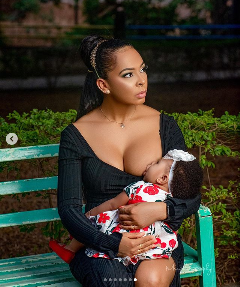 Tboss celebrates her 36th birthday with beautiful photos of herself breastfeeding her daughter