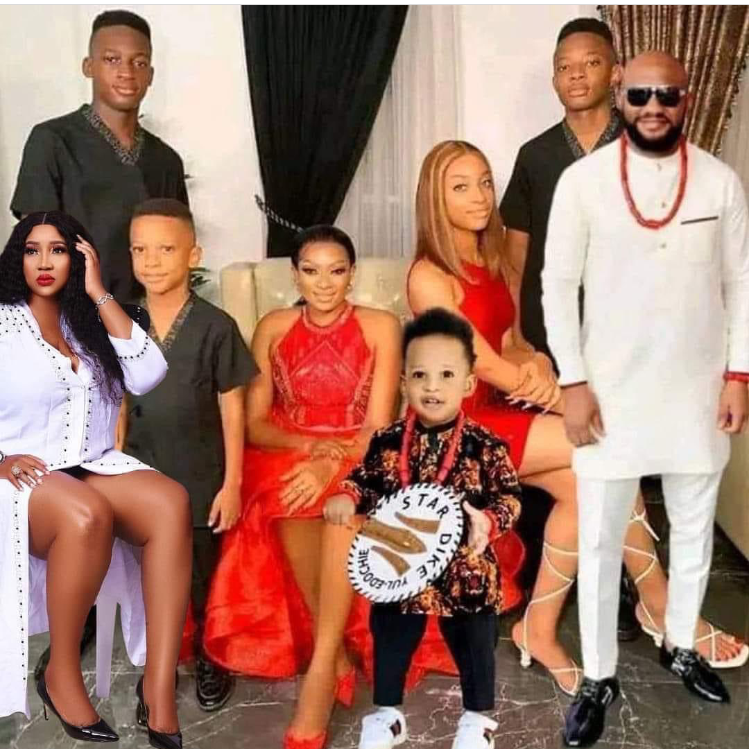 'May Zukwanike' - Yul Edochie reacts after he and his second wife were edited into May Edochie's Christmas photo with their kids
