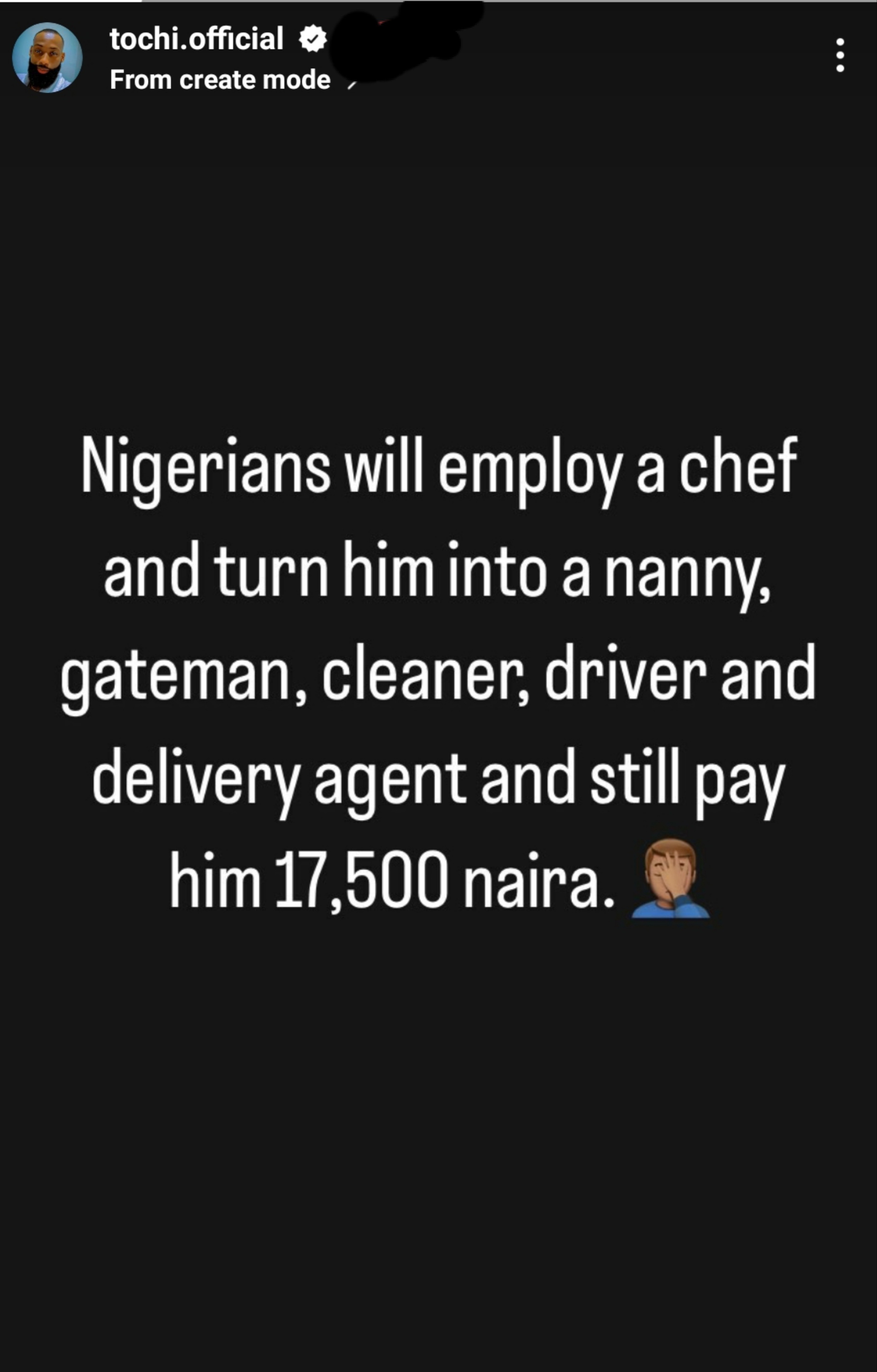 A Chef will be employed by Nigerians and forced to become a nanny, gateman and others while being paid N17,500 - BBNaija’s Tochi