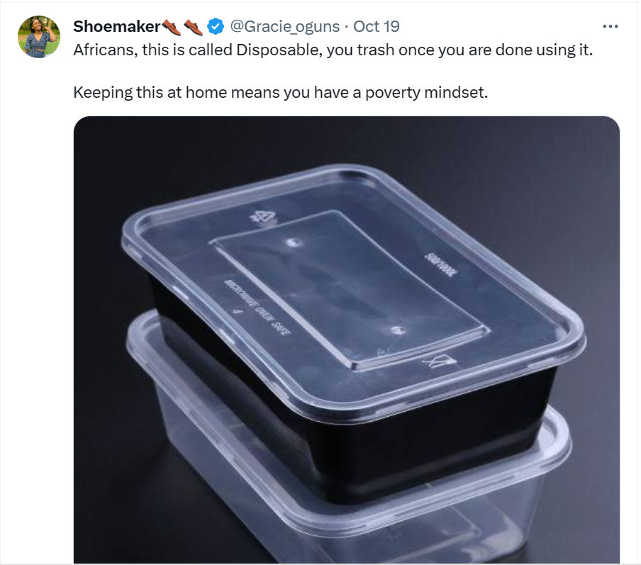 Using disposables and keeping it at home means you have a poverty mindset - Twitter user
