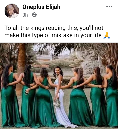 Nigerian man 'prays for kings' as he shares a photo of a bride and and her curvy bridesmaids