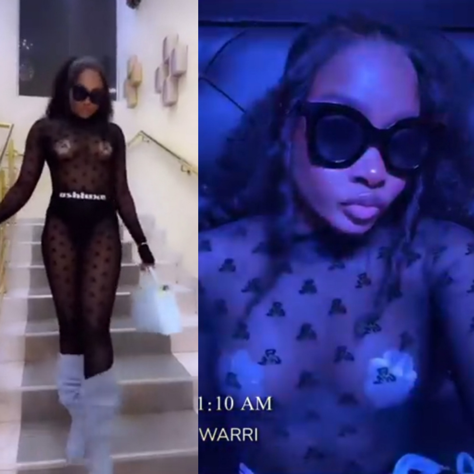 Ilebaye goes braless as she steps out in see-through outfit (video)