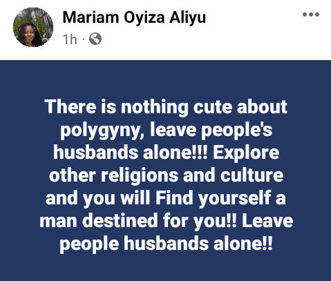 "There is nothing cute about polygyny, leave people's husbands alone" - Former Muslim woman says