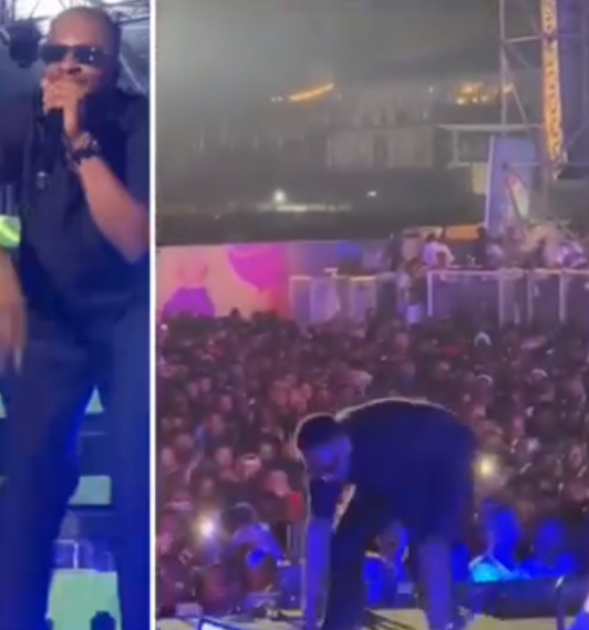 BBNaija’s Cross falls off stage while performing his song at Davido’s concert last night (video)