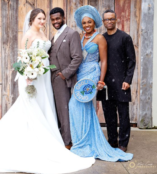 Actress Omoni Oboli's son, Tobe ties the knot with his partner, Marelle (photo)