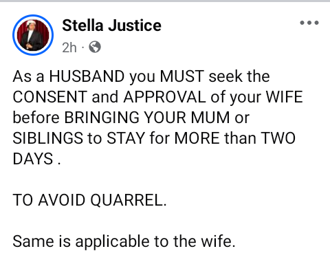 As a husband, you must seek the consent of your wife before bringing your mother or siblings to stay for more than two days - Nigerian lawyer says
